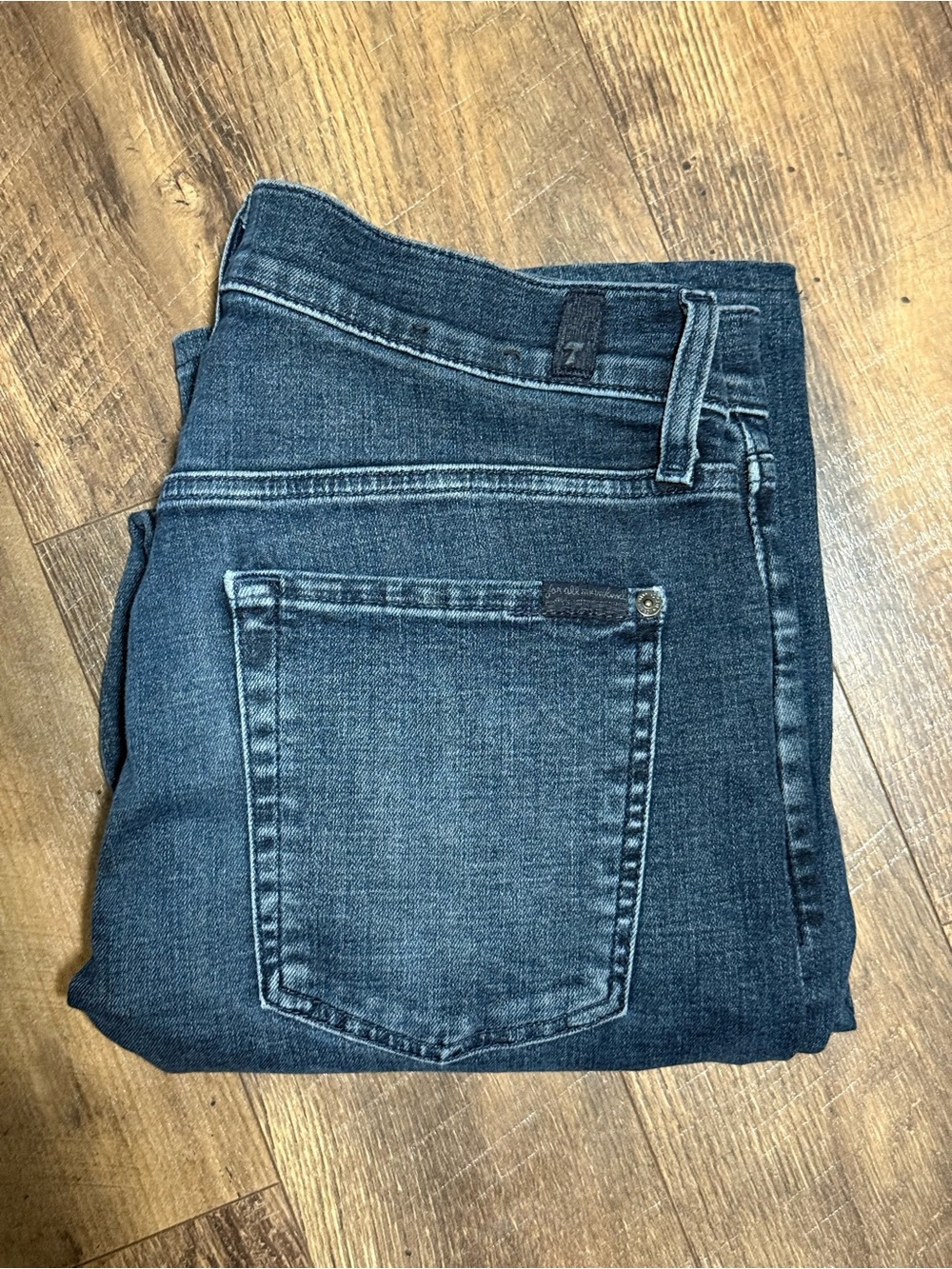 7 For All Mankind Jeans Mens 33 x 30 Blue The Straight Leg Denim Dark Wash - Picture 6 of 10